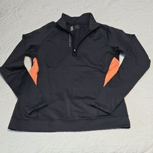 Second Skin 1/4 Zip Active Black and Orange Top